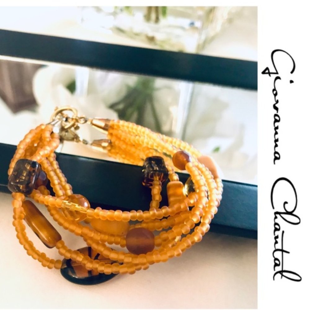 BoHo Handmade Beaded Bracelet - Brown/Tan